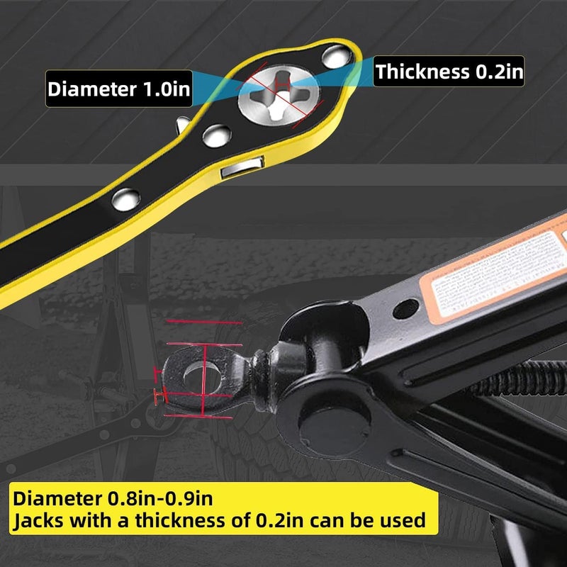 VKALTUL Auto Labor-Saving Jack Ratchet Wrench with Long Handle for Scissor Jack, Lug Wrench for Tire Jack, Car Jack Wrench Positive and Reversal Knob Design For Travel/Truck/SUV/Vans - Image 4